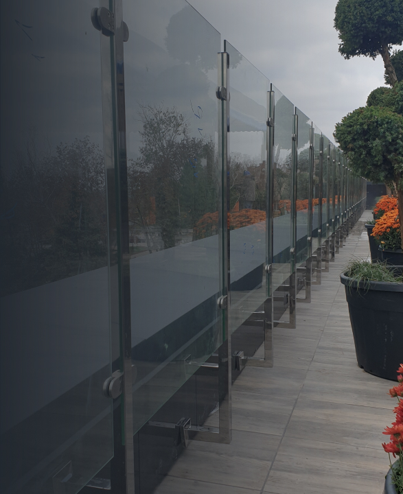 Поручні нержавіючі зі склом